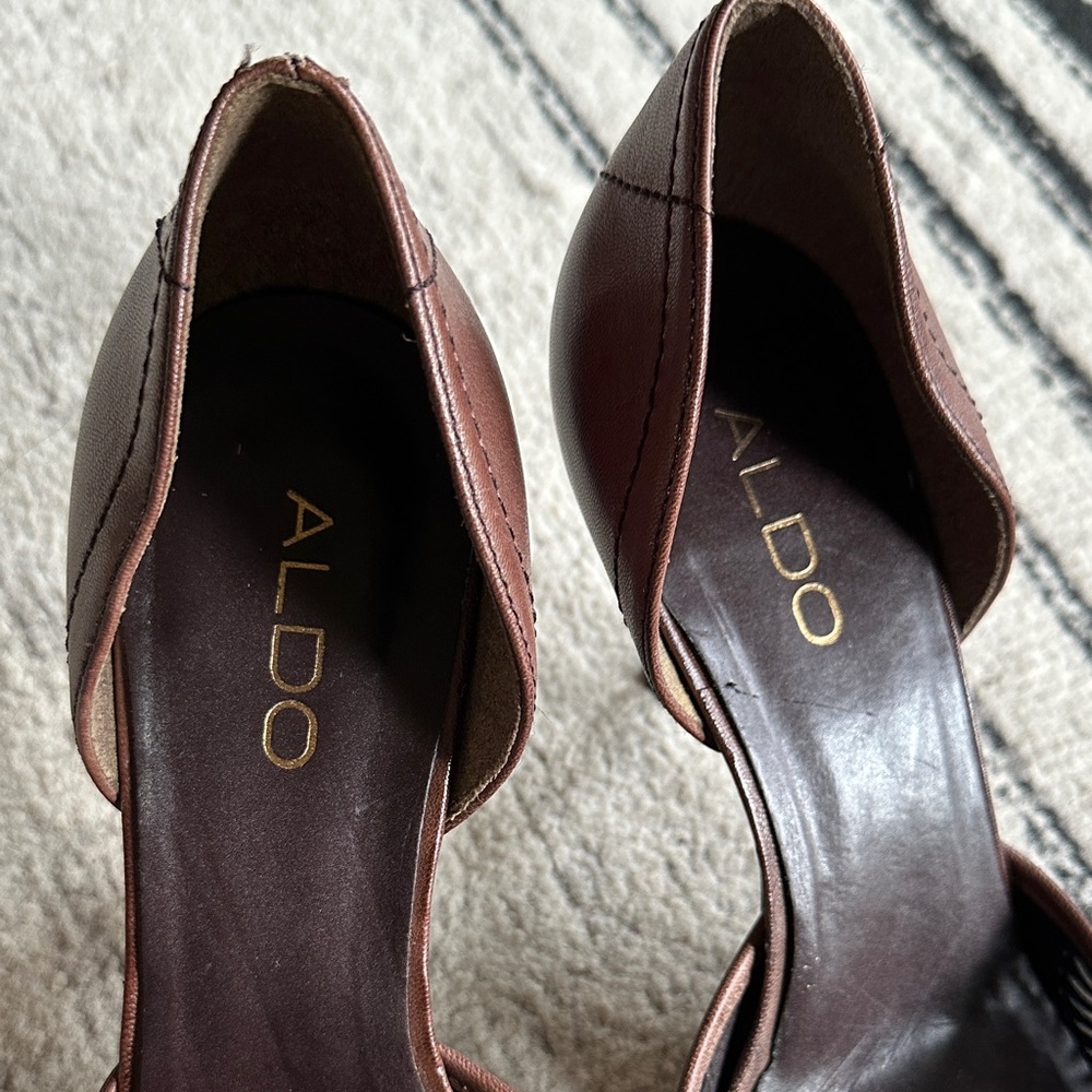Aldo Dark Brown Cutout Heels - Picture 3 of 9